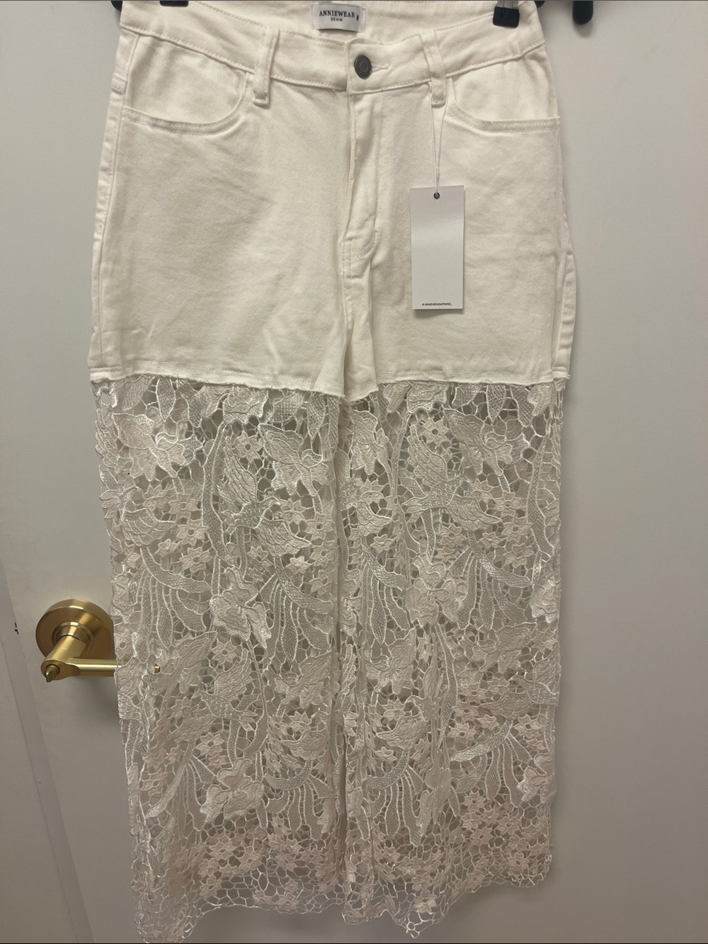 White Denim and Lace Jeans